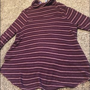 Free People Mock Neck Striped Long Sleeve